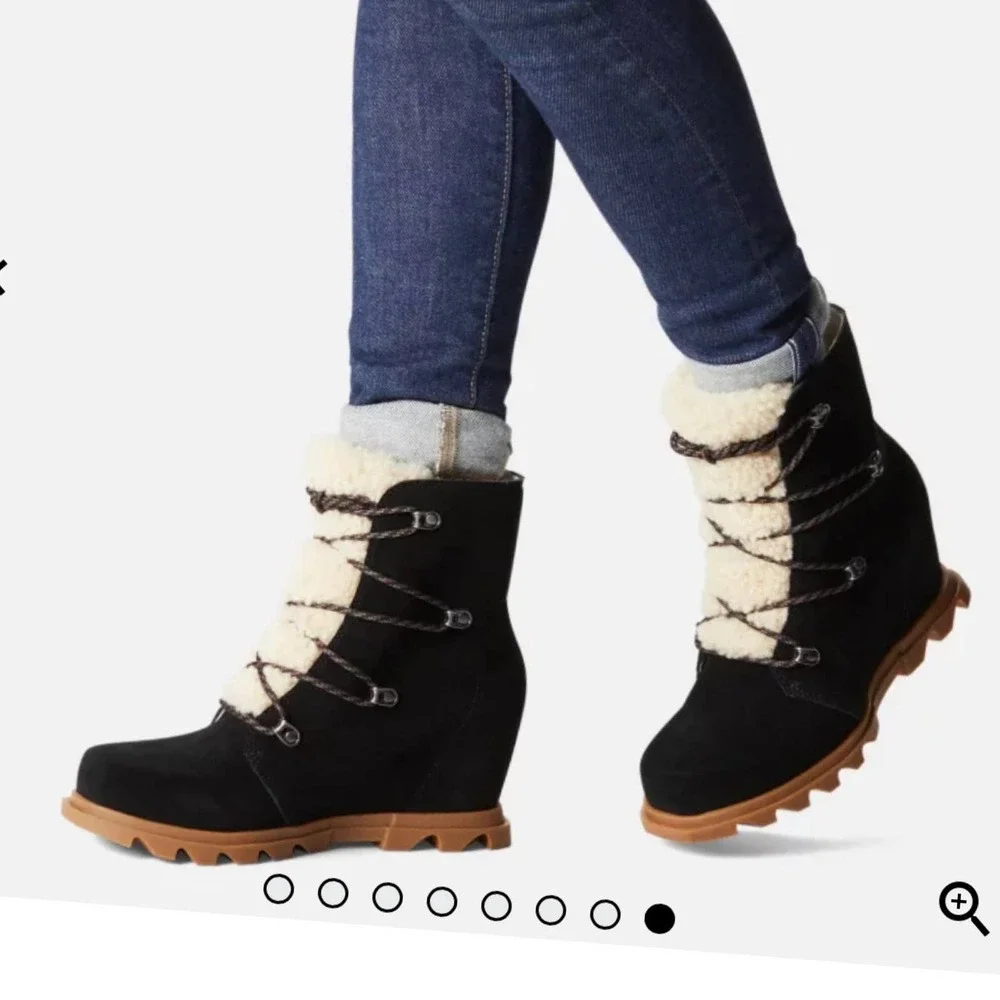 NWT/NIB Sorel Joan of Arctic III Shearling Trim Waterproof Wedge Boot (Size 10)